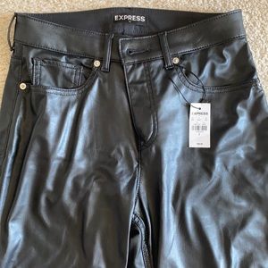 Imitation leather jeans supiera cute